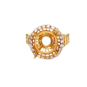 18KY 15x15 mm Round Semi Mount Ring