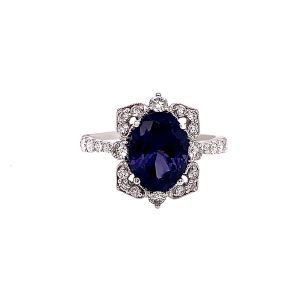 18KW BLUE SPINEL OVAL RING