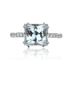 18KW AQUAMARINE SQUARE RING