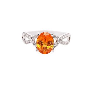 14KW ORANGE GARNET OVAL RING