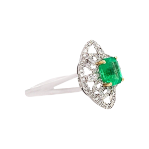 14KW EMERALD SQUARE OCTAGON RING