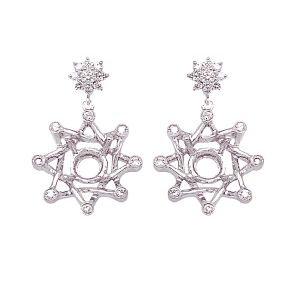 18KW 7x7 mm Round Semi Mount Earring