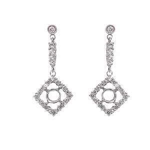18KW 5.5x5.5 mm Round Semi Mount Earring