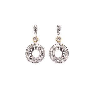 18KW 5x5 mm Round Semi Mount Earring