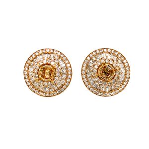 18KY 6x6 mm Round Semi Mount Earring