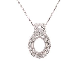 18KW Oval Semi Mount Pendant