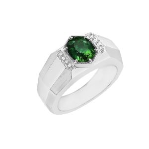 14KW GREEN TOURMALINE OVAL MEN'S RING