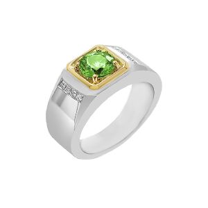 14KWY PERIDOT ROUND MEN'S RING