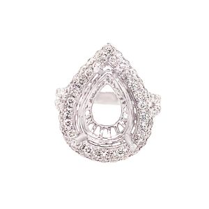 18KW 14x10 mm Pears Semi Mount Ring