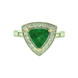 14KW EMERALD TRILLION RING