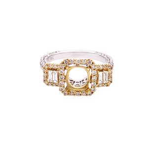 18KW 7x7 mm Cushion Semi Mount Ring