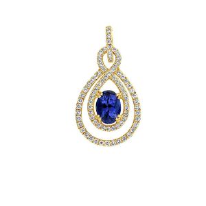 18KY TANZANITE OVAL PENDANT