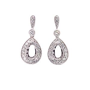 14KW 6x4 mm Pear Shape Semi Mount Earring