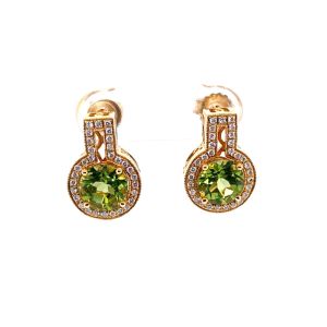 18KY PERIDOT ROUND EARRING