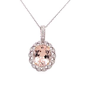 18KW MORGANITE OVAL PENDANT