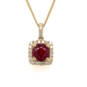 18KY RUBY ROUND PENDANT