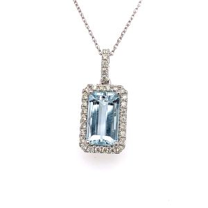 14KW AQUAMARINE OCTAGON PENDANT