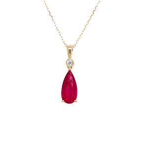14KY RUBY PEAR SHAPE PENDANT