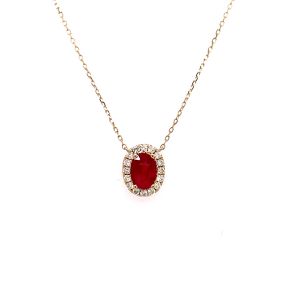 14KY RUBY OVAL  PENDANT