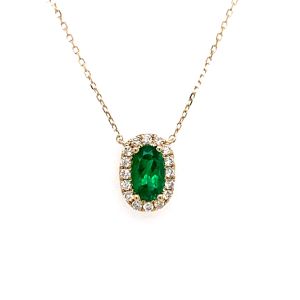 14KY EMERALD OVAL PENDANT