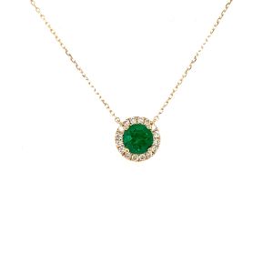 14KY EMERALD ROUND PENDANT