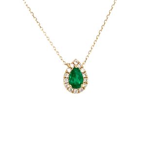 14KY EMERALD PEAR SHAPE PENDANT