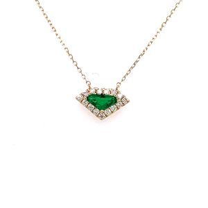 14KY EMERALD TRILLION PENDANT