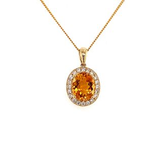 14KY CITRINE OVAL PENDANT