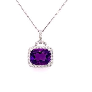 14KW AMETHYST CUSHION PENDANT