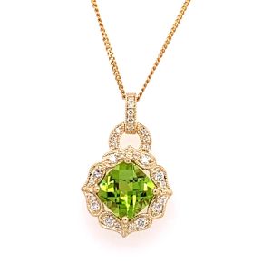 14KY PERIDOT CUSHION PENDANT