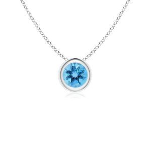 14KW BLUE TOPAZ ROUND PENDANT