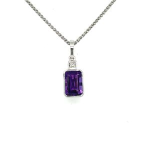 14KW AMETHYST OCTAGON PENDANT