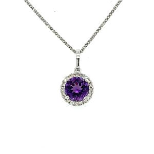 14KW AMETHYST ROUND PENDANT