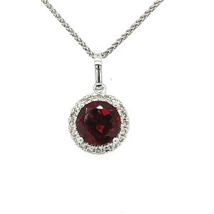 14KW RED GARNET ROUND PENDANT
