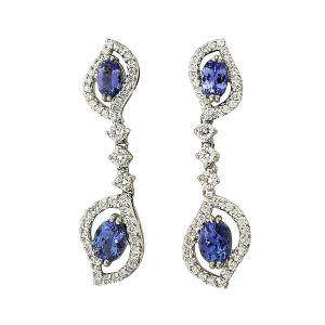 18KW TANZANITE OVAL EARRING