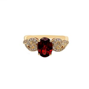14KY RED GARNET OVAL  RING