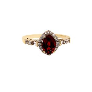 14KY RED GARNET OVAL RING