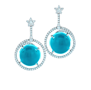 18KW BLUE TOPAZ ROUND EARRING
