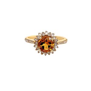 14KY CITRINE ROUND RING