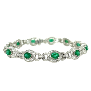 18KW EMERALD OVAL BRACELET