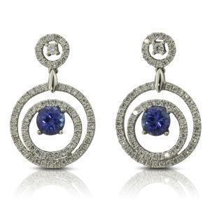 18KW TANZANITE ROUND EARRING