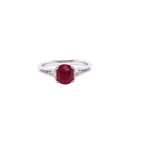 18KW RUBY OVAL RING