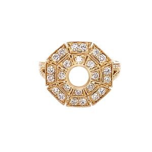 14KY 5x5 mm Round Semi Mount Ring