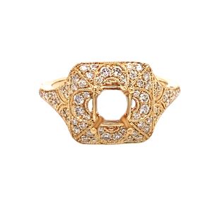 18KY 5x5 mm Octagon Shape Semi Mount Ring