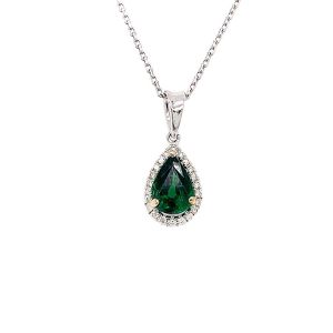 18KWY TSAVORITE PEAR SHAPE PENDANT