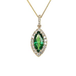 18KY TSAVORITE MARQUISE PENDANT