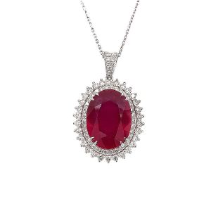 14KW RUBY OVAL PENDANT