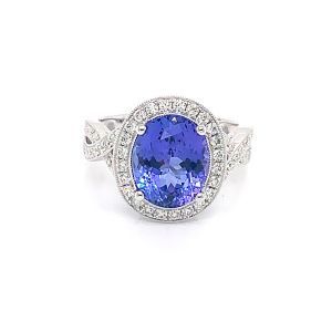 18KW TANZANITE OVAL RING