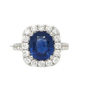 18KW TANZANITE CUSHION  RING