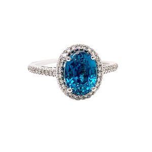 14KW BLUE ZIRCON OVAL RING